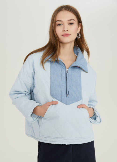 SN Quilted Quarter Zip Jacket in blue