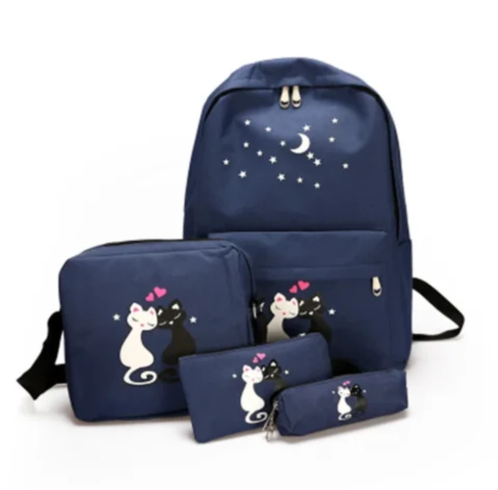4 pcs cat design Bageek School colleage Bag for Teen Girls backpack student Bookbag Travel Backpack Daypack