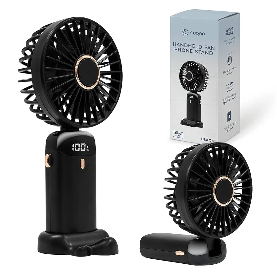 Portable Handheld Mini Fan 4-speed Led Digital Display Folding Usb Charging Electric Fan With Lanyard