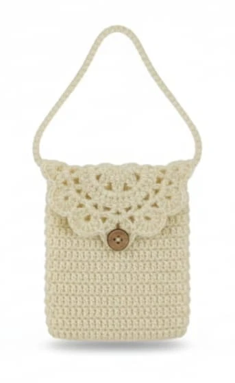 The Scalloped Petal Crossbody – Hand-Crocheted Charm-Size 5X6 belt size he 17"
