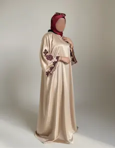 Gold Royale Abaya - Elegant Velvet Silk Abaya with Maroon Chiffon Hijab | Festive & Wedding Wear 🦚