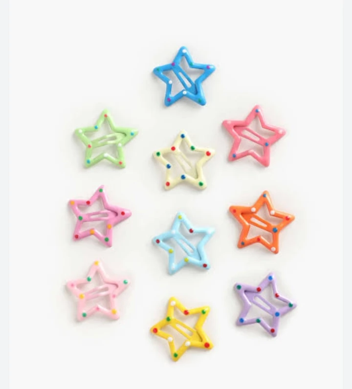 4pc Random color star pins for kids and girls/korean style pins