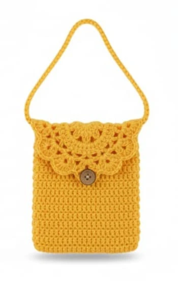 The Scalloped Petal Crossbody – Hand-Crocheted Charm-Size 5X6 belt size he 17"