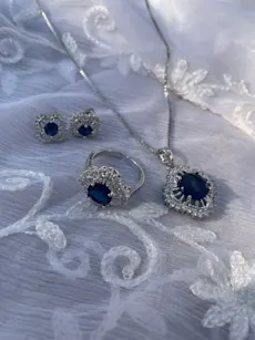 Blue Radiance Jewellery Set 💎 - Elegant Necklace, Ring & Earrings - Perfect for Daily Wear & Special Occasions