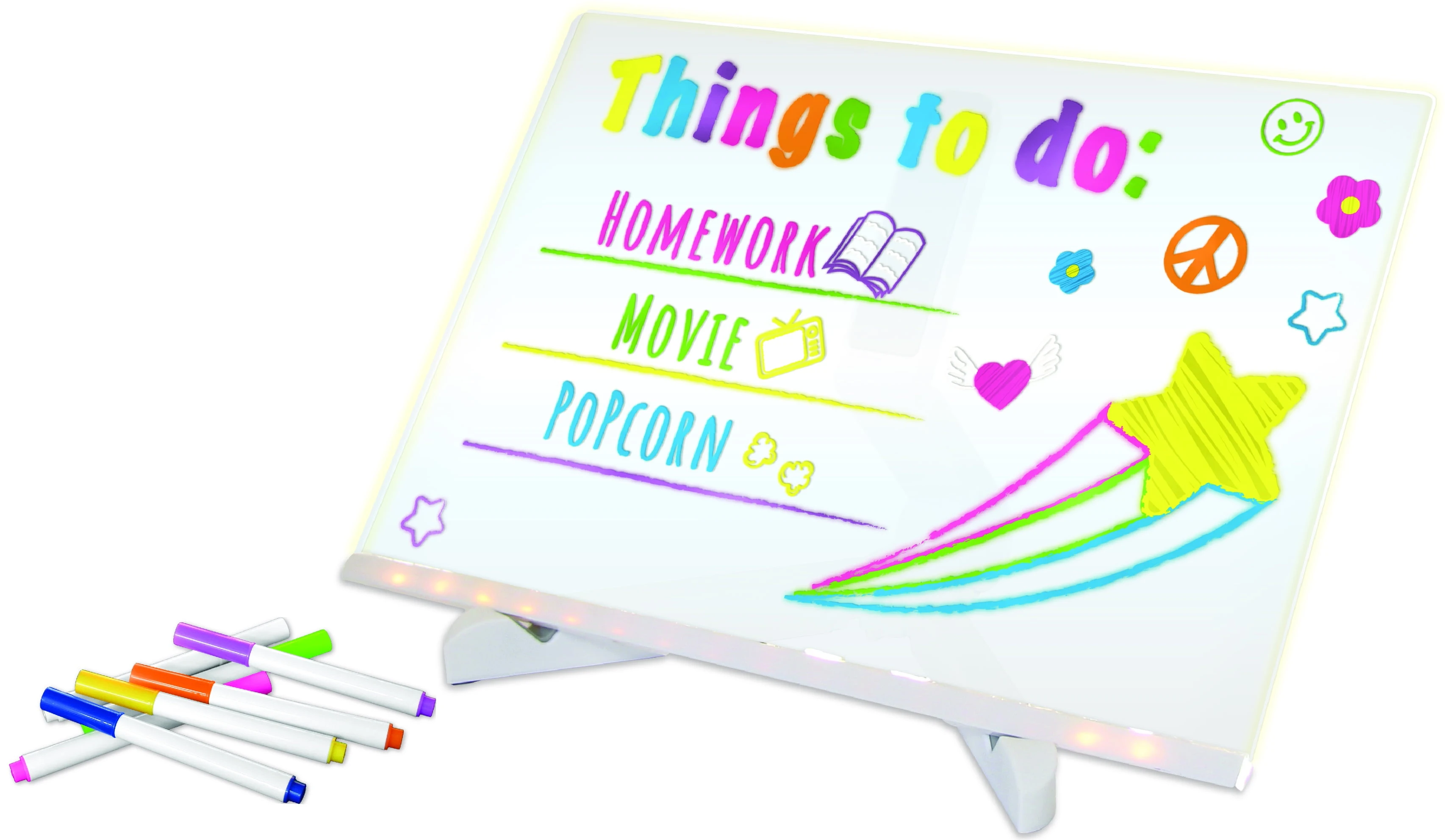 DIY 3D Glow Pad: Large Acrylic LED Message Board + 7 Color Markers | Night Light