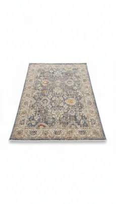 Vintage-Washed Medallion Area Rug in Slate & Amber 🏡 | Antique Style Rug | Home Decor Carpet