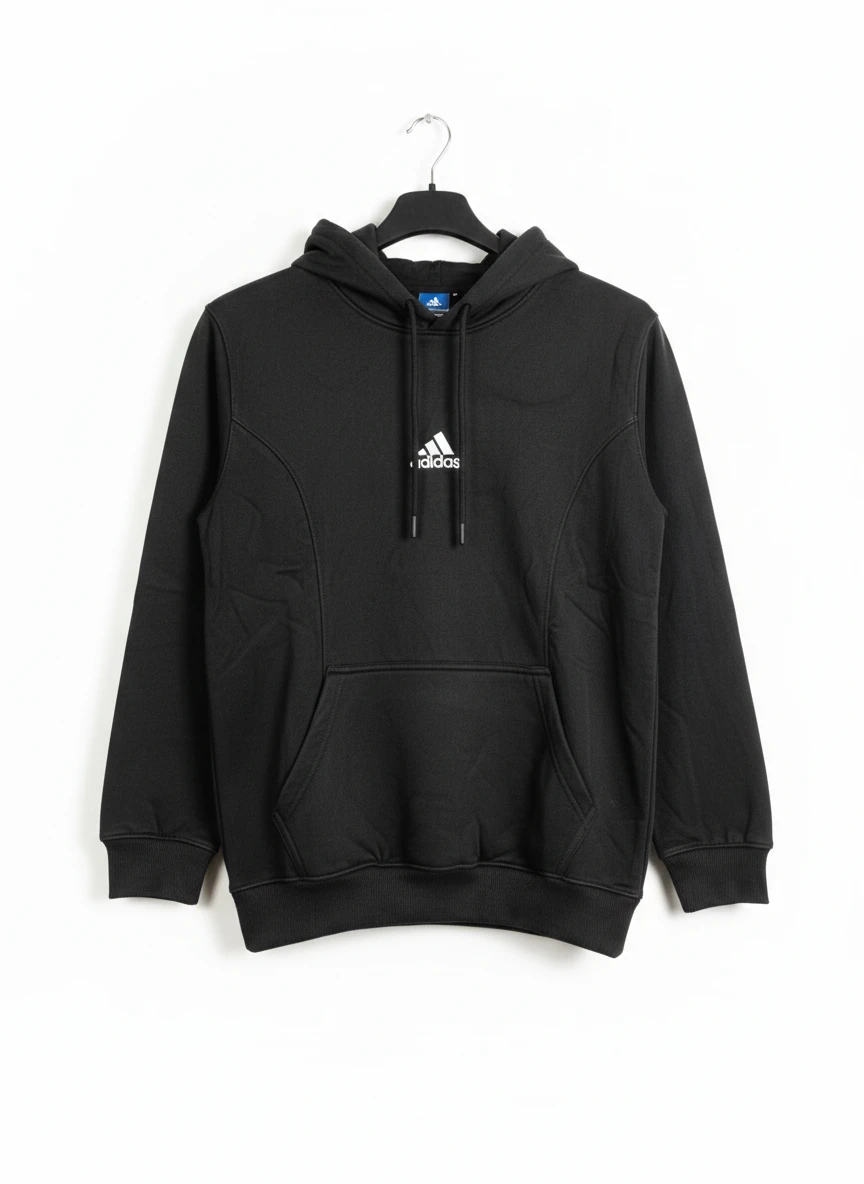 Title: Adidas Men’s Essentials Central Logo Fleece Hoodie | Classic Black Pullover