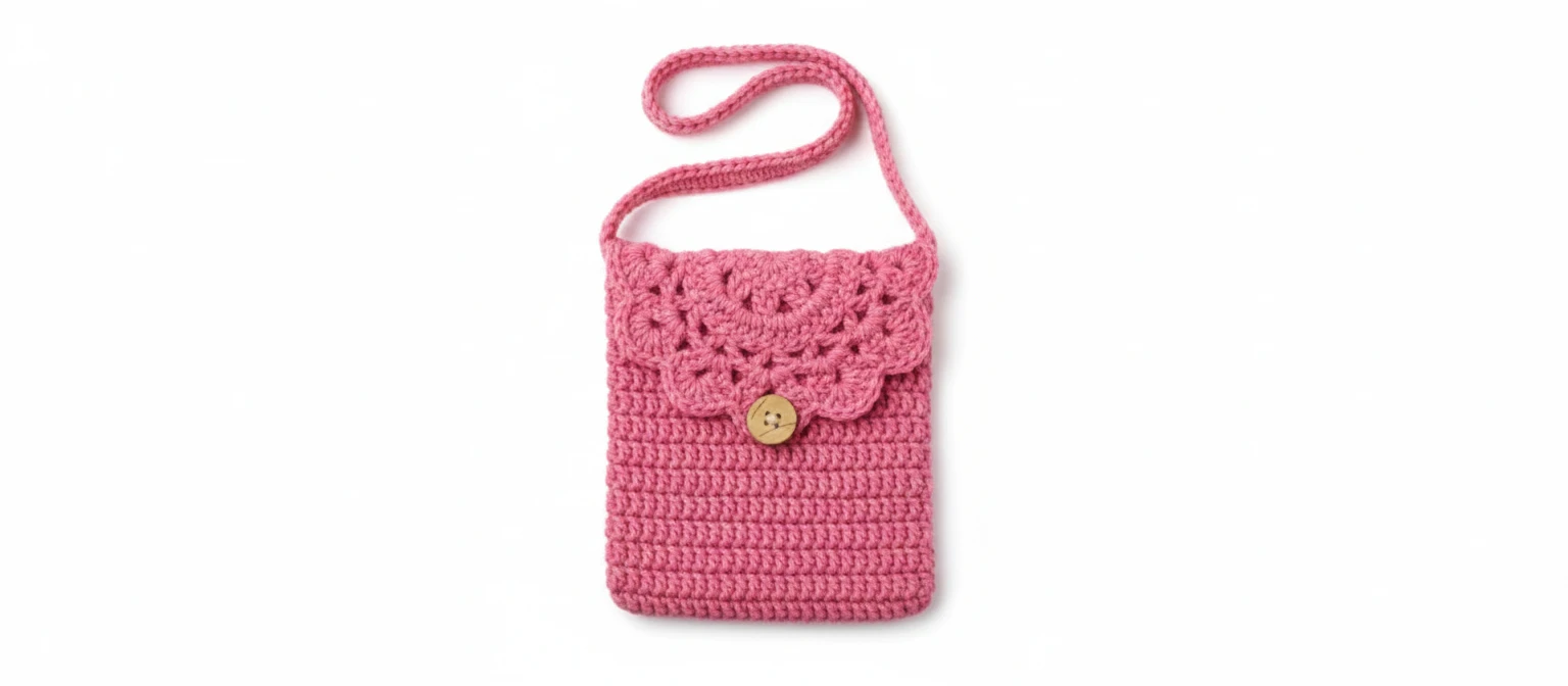 The Scalloped Petal Crossbody – Hand-Crocheted Charm-Size 5X6 belt size he 17"