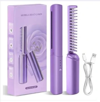 Portable Mini Heat Comb – Cordless Handheld Hair Straightening Comb for Travel & Quick Styling