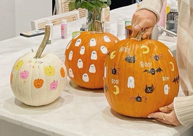 decorating pumpkins