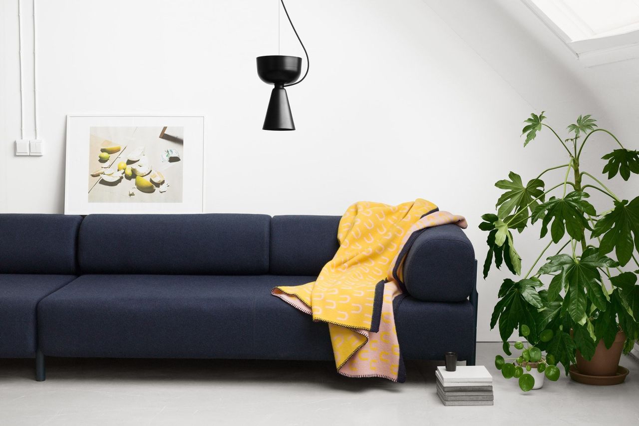 Arch throw in Yellow/Pink on the Palo corner sofa