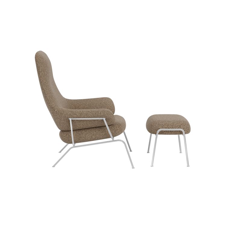 Hai Lounge Chair + Ottoman, Storr 3405/Brushed Stainless, Art. no. 31764 (image 3)