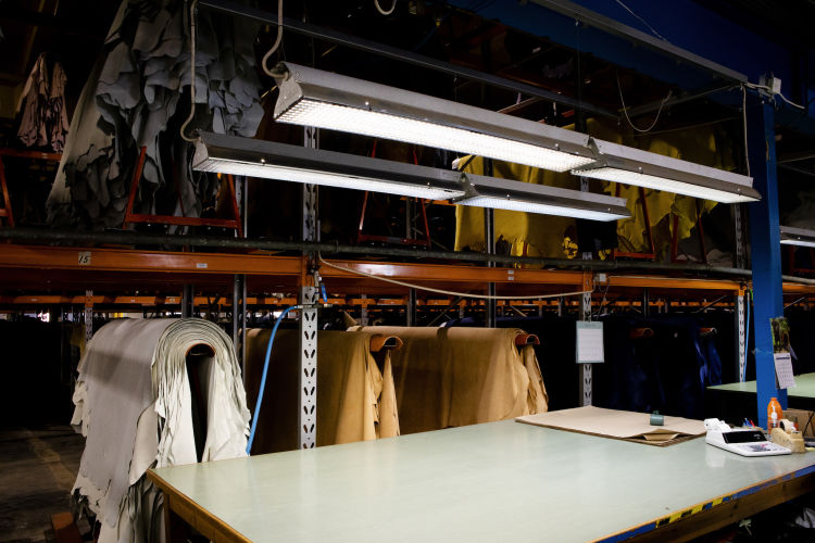 An editorial image from behind the scenes at Elmo Leather Factory.