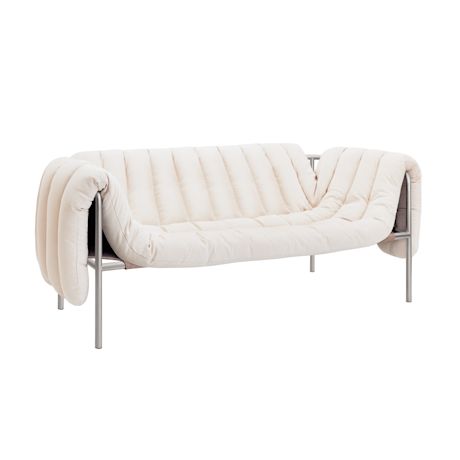 Puffy 2.5-seater Sofa, Natural / Stainless