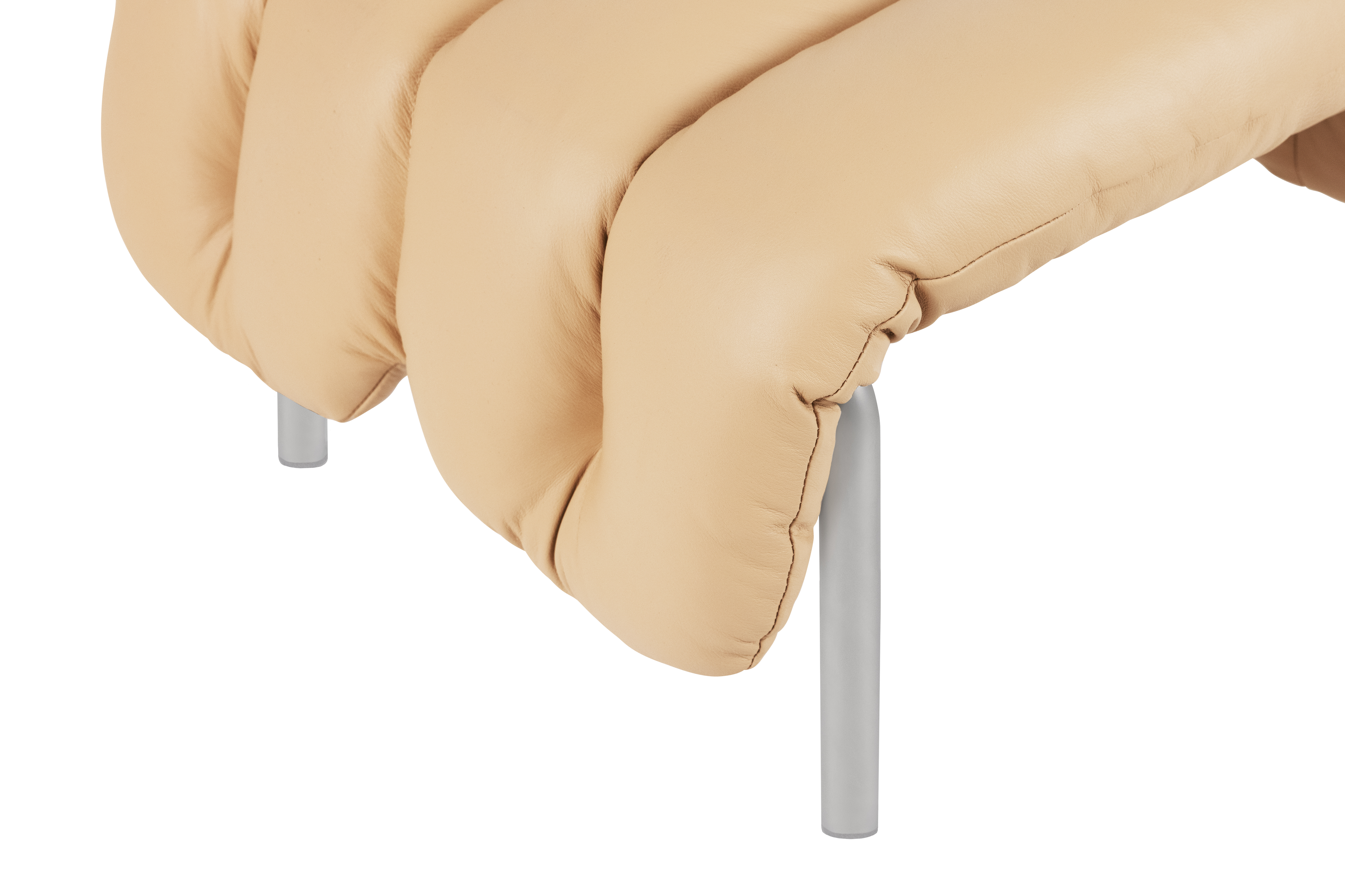 Puffy Ottoman, Sand Leather / Stainless (UK), Art. no. 20651 (image 2)