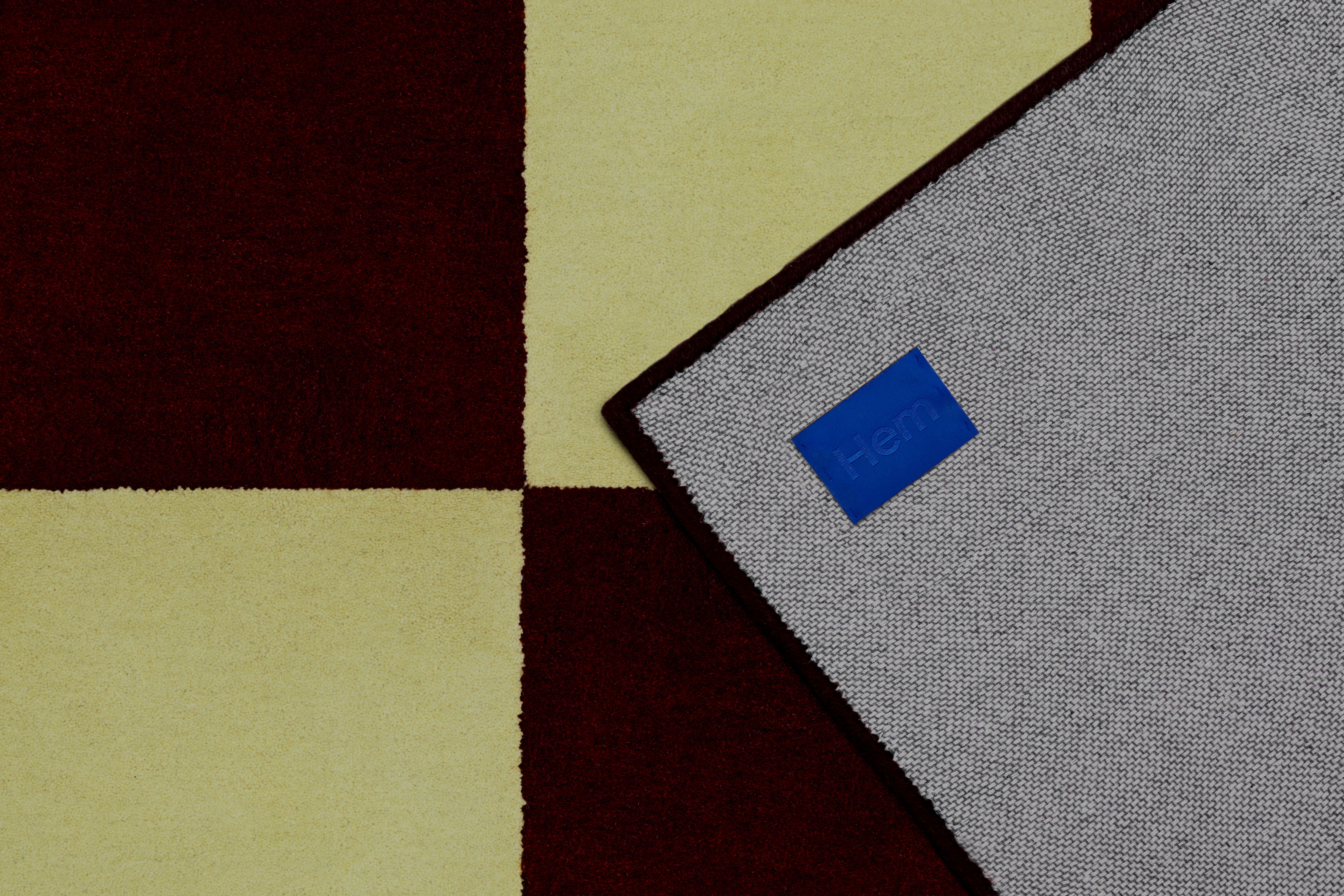 Pattern Rug Large, Burgundy / Pale Lime Check, Art. no. 31363 (image 3)