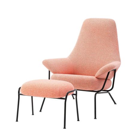 Hai Lounge Chair + Ottoman, Coral