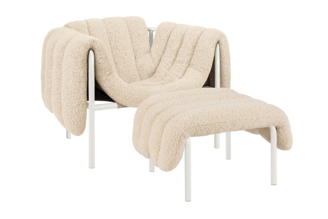 Puffy Lounge Chair + Ottoman, Eggshell / Cream, Art. no. 20318 (image 1)