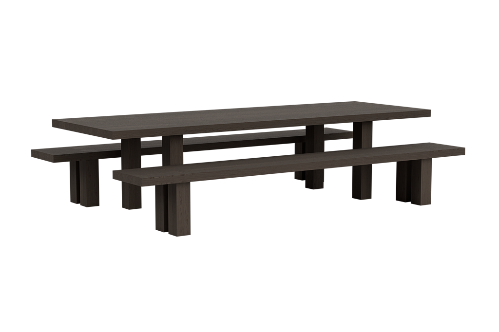 Max Table + Benches 300 cm / 118 in, Black Stained Ash, Art. no. 31750 (image 2)