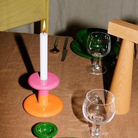 Pesa Candle Holder Low, Magenta / Orange