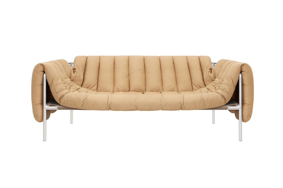 Puffy 2.5-seater Sofa, Sand Leather / Stainless (UK), Art. no. 20735 (image 2)