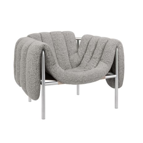 Puffy Lounge Chair, Pebble / Stainless