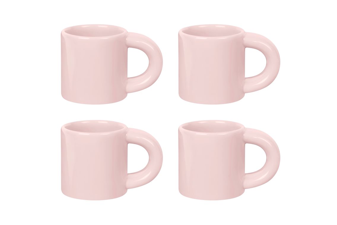 Pink Classic simple modern mugs Solid Matte Coffee cups matte pink capacity  12 oz durable Set of 4