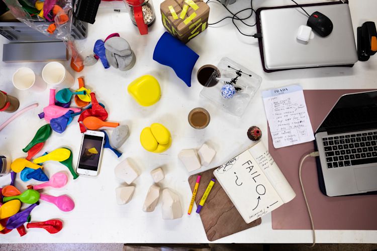 An editorial image from behind the scenes of making the Hem Yellow Counter.