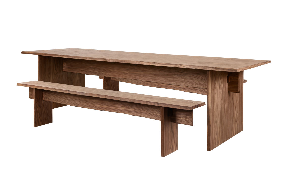 Bookmatch Table 275 cm / 108.3 in + Benches, Walnut, Art. no. 20264 (image 1)