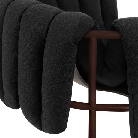 Puffy Lounge Chair, Anthracite / Chocolate Brown