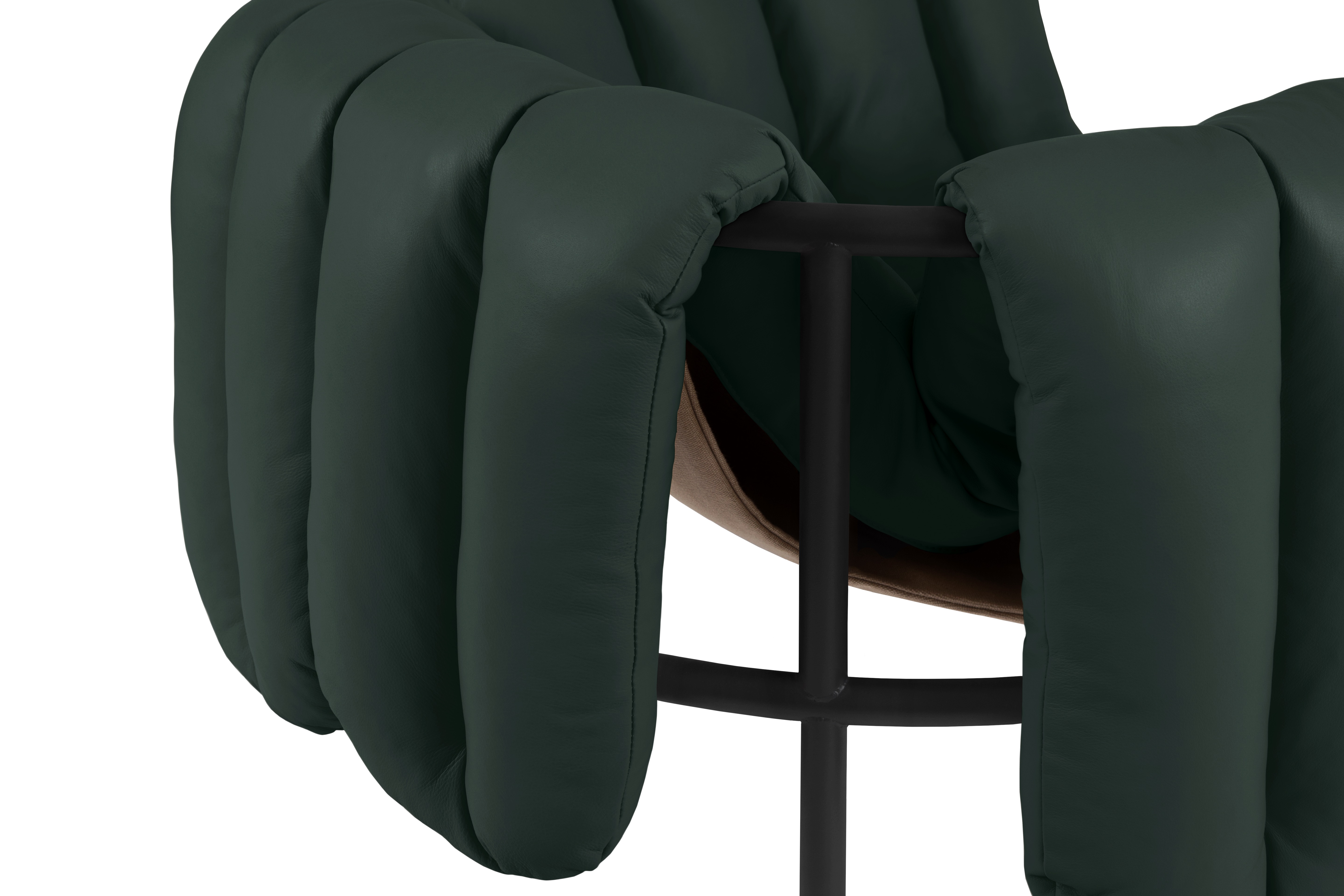 Puffy Lounge Chair, Dark Green Leather / Black Grey, Art. no. 20489 (image 2)