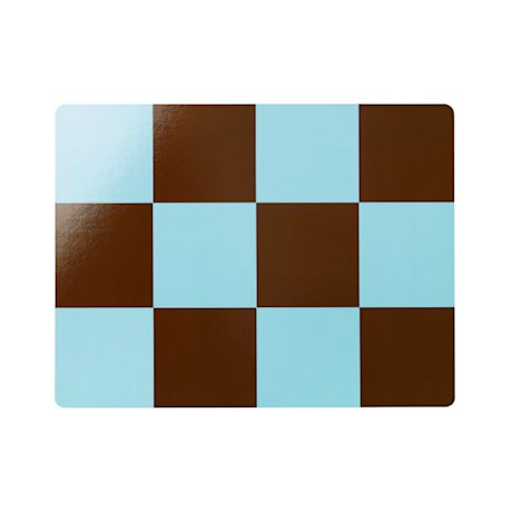 Check Placemat (Set of 2), Light Blue / Chocolate