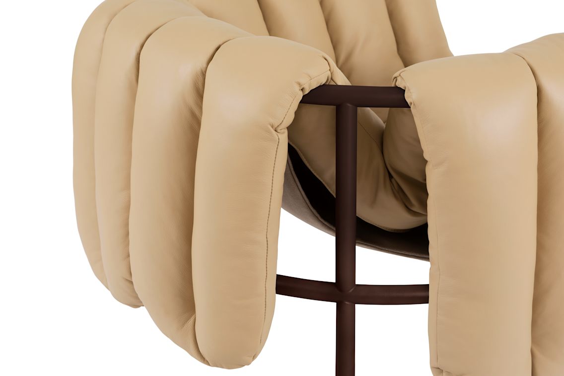 Puffy Lounge Chair, Sand Leather / Chocolate Brown, Art. no. 20470 (image 2)