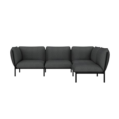 Kumo Corner Sofa Right with Armrest, Graphite (UK)