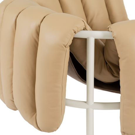 Puffy Lounge Chair, Sand Leather / Cream