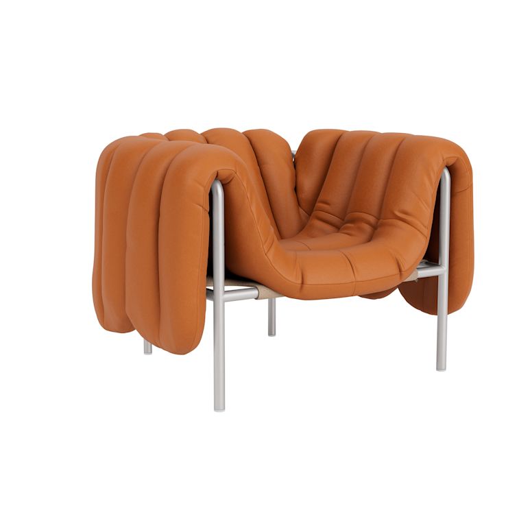 Puffy Lounge Chair, Elmosoft Leather 54035 / Stainless (UK), Art. no. 90133 (image 1)