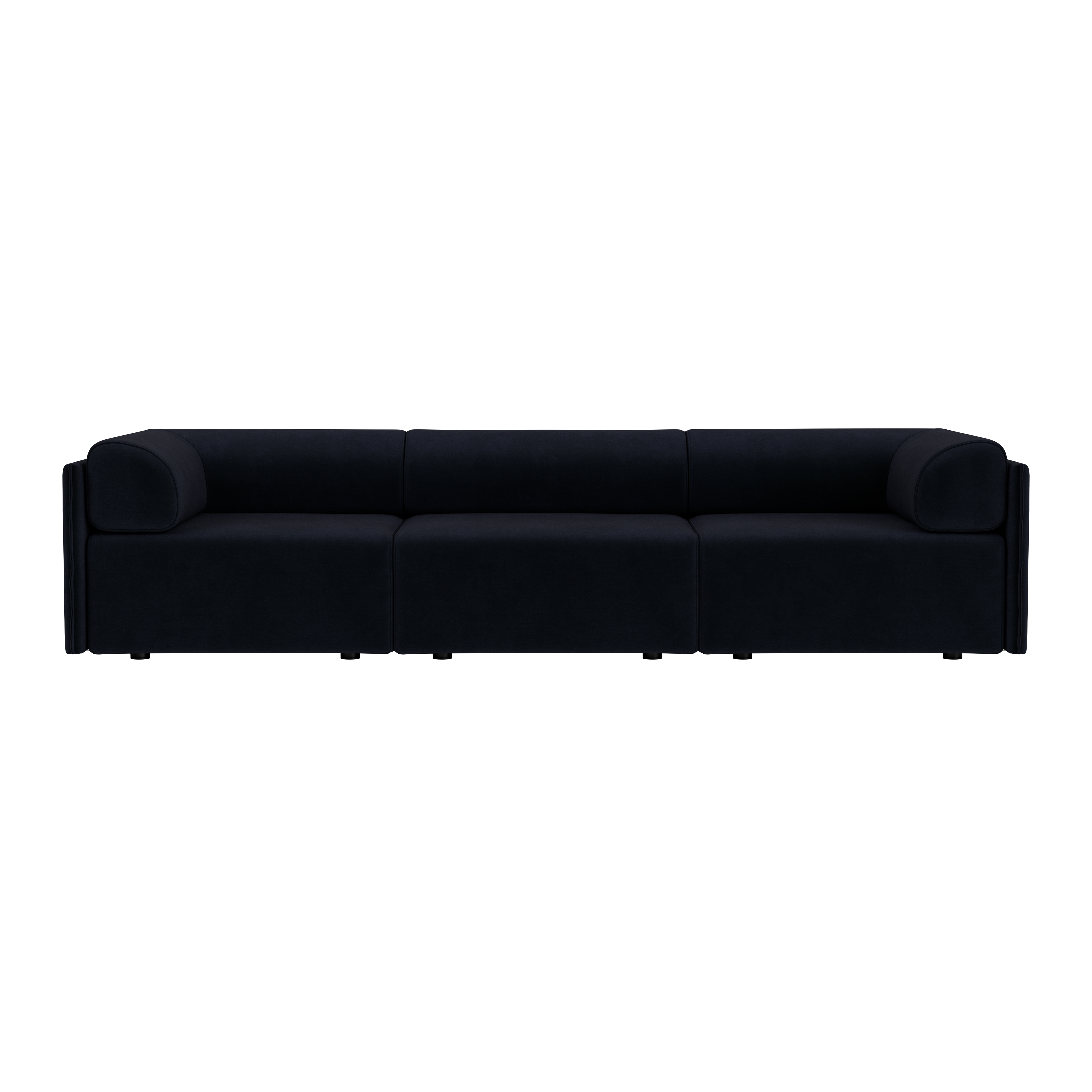 Palo Block 3-seater Sofa Low Back with Armrests, Velluto Coex VL30