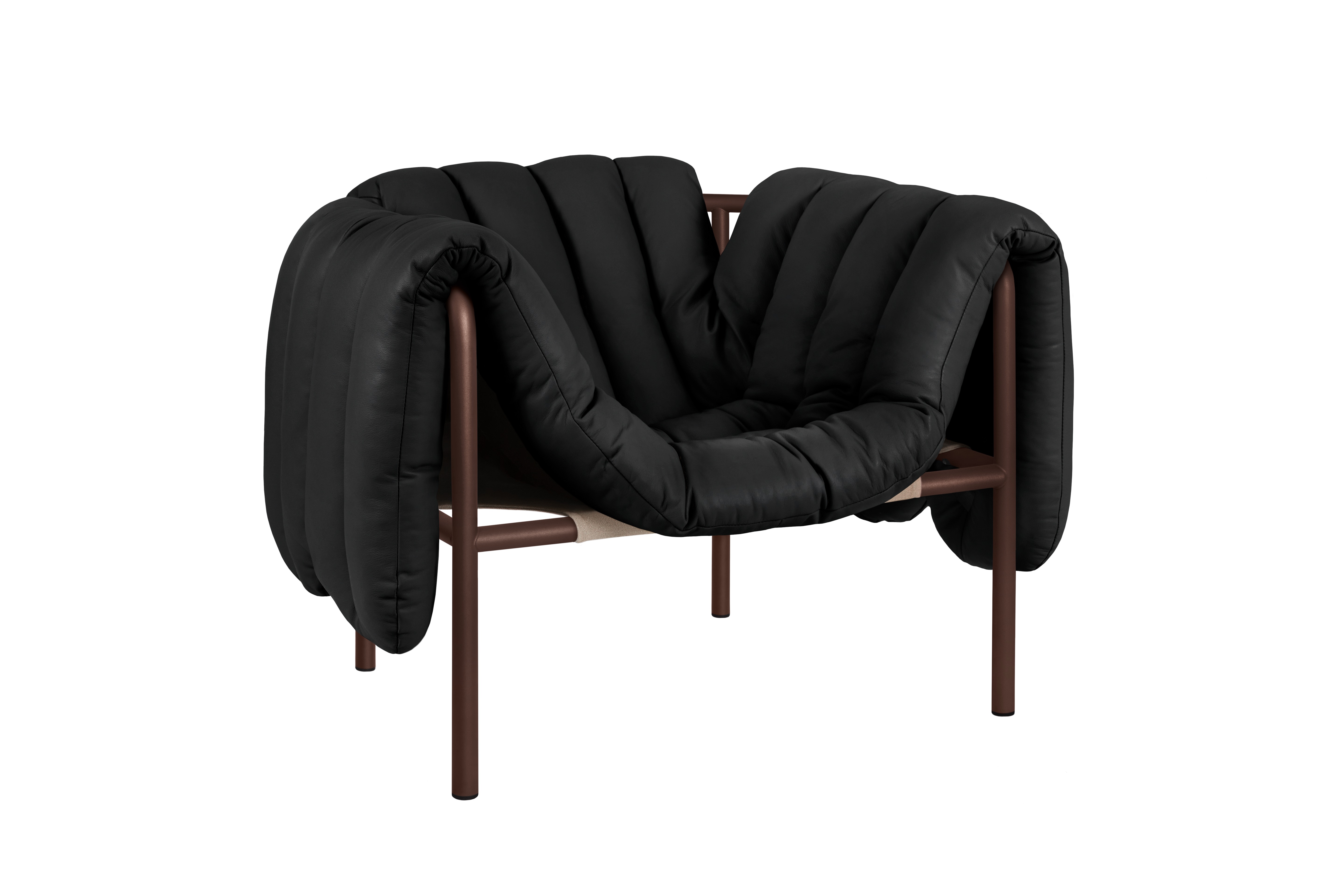 Puffy Lounge Chair, Black Leather / Chocolate Brown, Art. no. 20491 (image 1)
