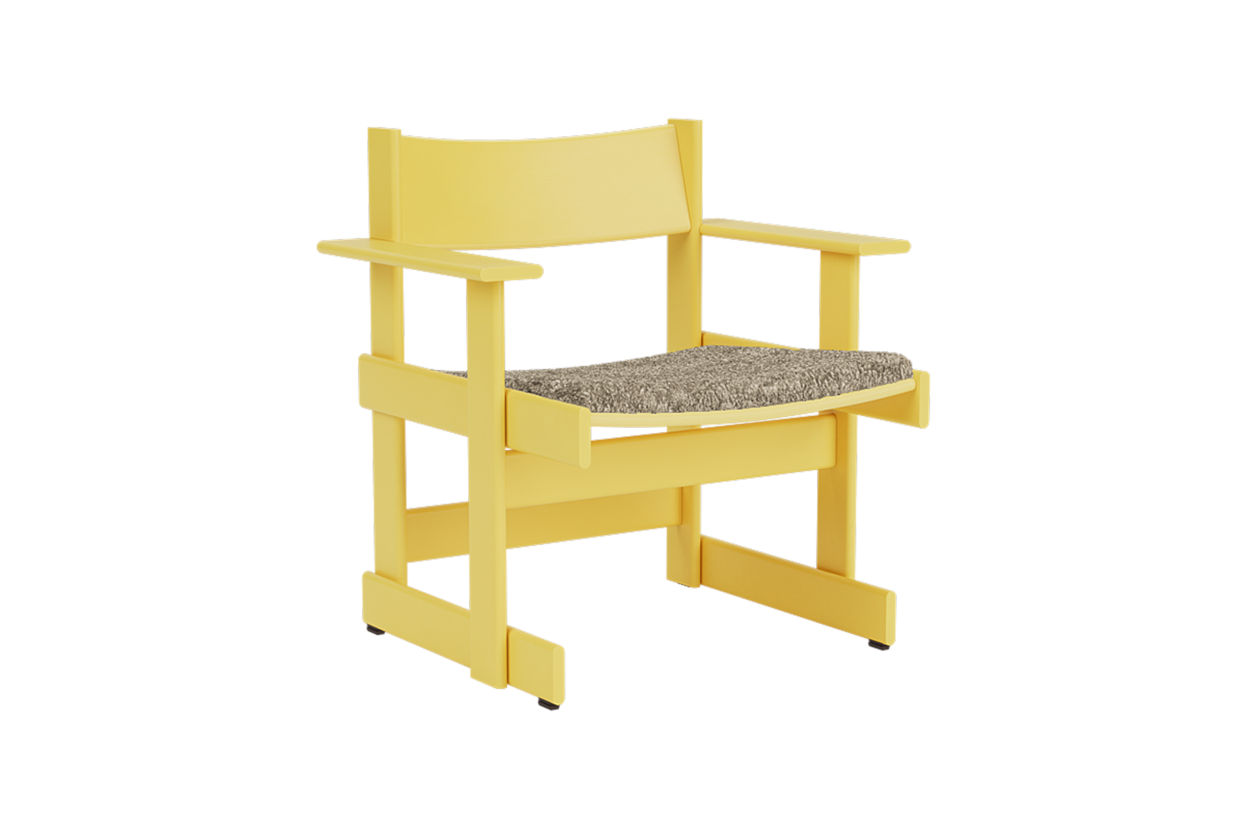 Bullnose Lounge Chair, Yellow / Taupe Sheepskin Seat Pad