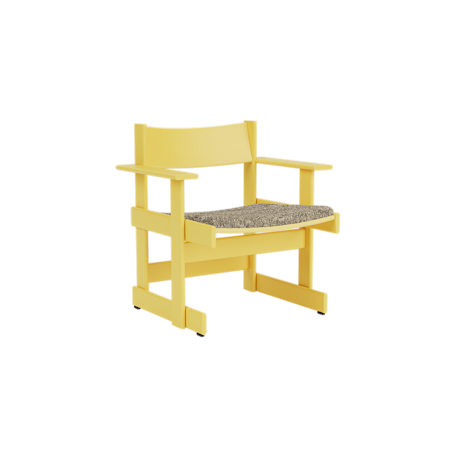 Bullnose Lounge Chair, Yellow / Taupe Sheepskin Seat Pad