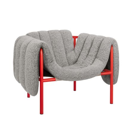 Puffy Lounge Chair, Pebble / Traffic Red