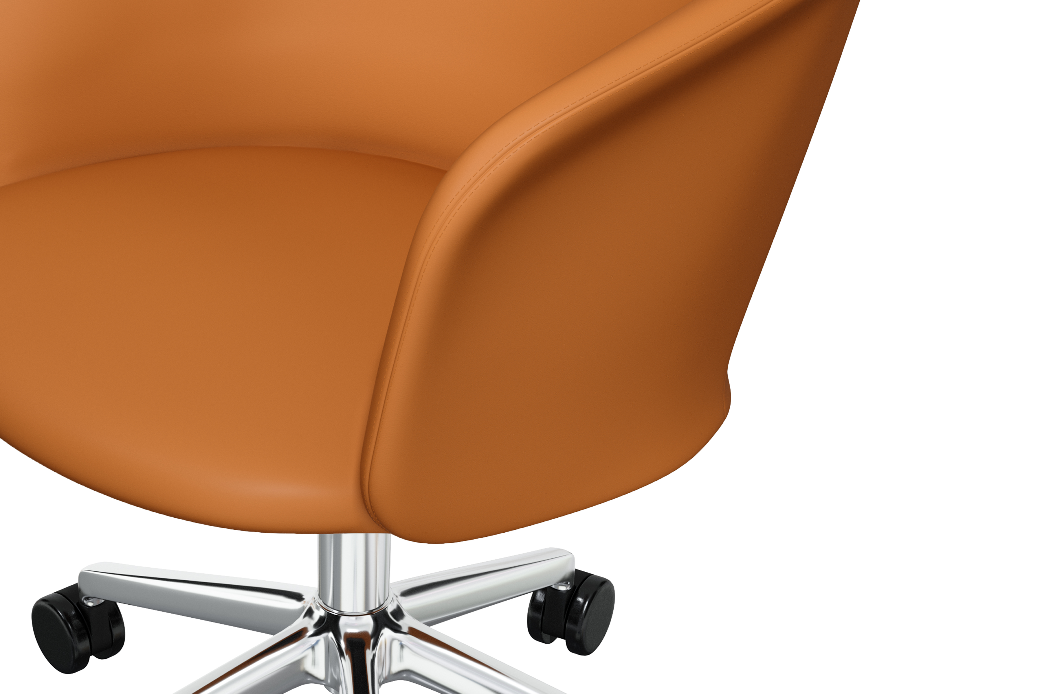 Kendo Swivel Chair 5-star Castors, Cognac Leather / Polished