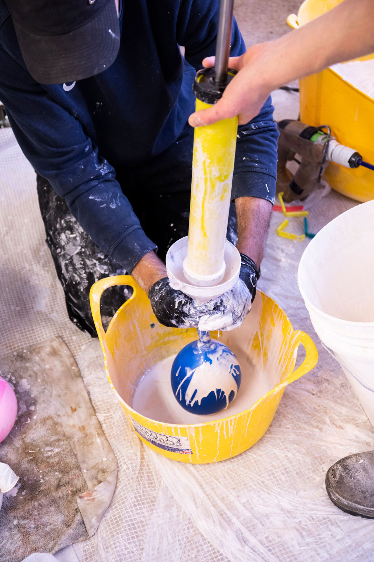 An editorial image from behind the scenes of making the Hem Yellow Counter.