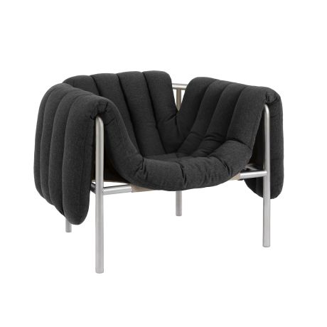 Puffy Lounge Chair, Anthracite / Stainless
