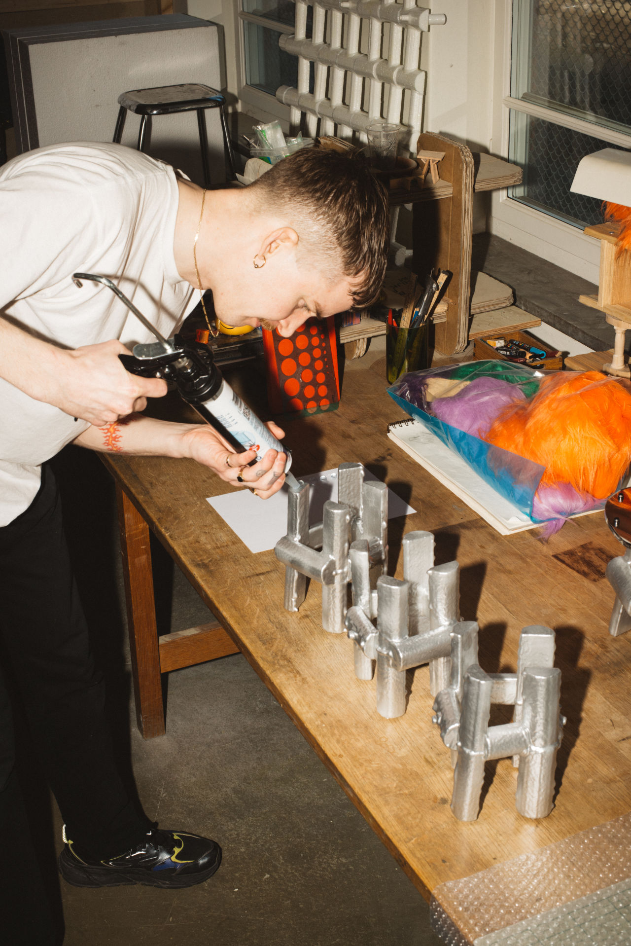 An editorial image from behind the scenes of the making of Power Plinth, a Hem X Limited Edition piece.