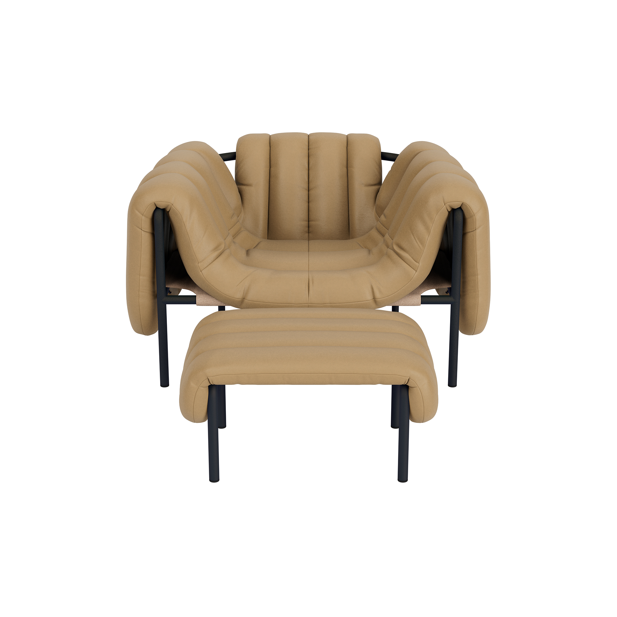 Puffy Lounge Chair + Ottoman, Elmosoft Leather 03009 / Black Grey (UK), Art. no. 90260 (image 2)