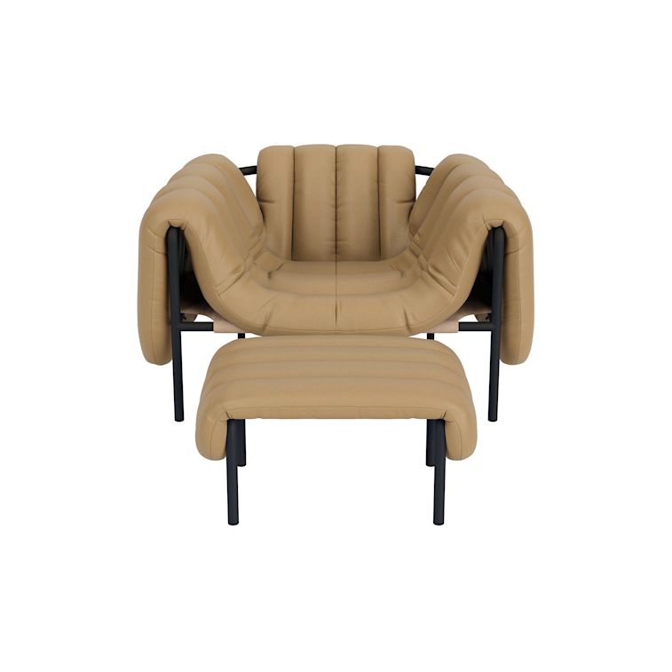 Puffy Lounge Chair + Ottoman, Elmosoft Leather 03009 / Black Grey (UK), Art. no. 90260 (image 2)
