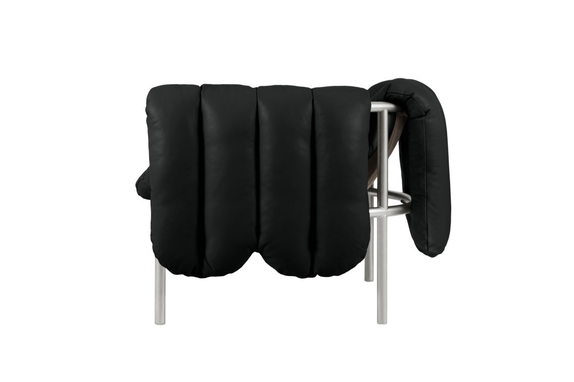 Puffy Lounge Chair, Black Leather / Stainless (UK), Art. no. 20646 (image 3)