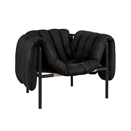 Puffy Lounge Chair, Black Leather / Black Grey (UK)