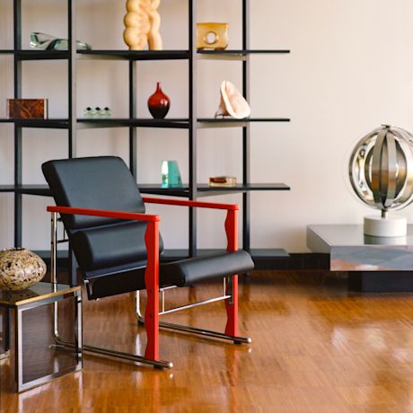 Experiment Lounge Chair, 503 / Red / Black Leather